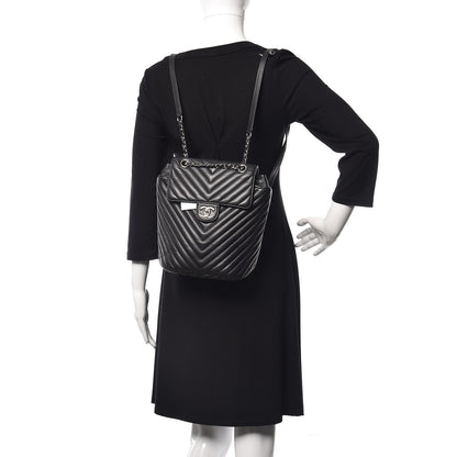 Chanel Calfskin Chevron Quilted Small Urban Spirit Backpack Black 2 of 9