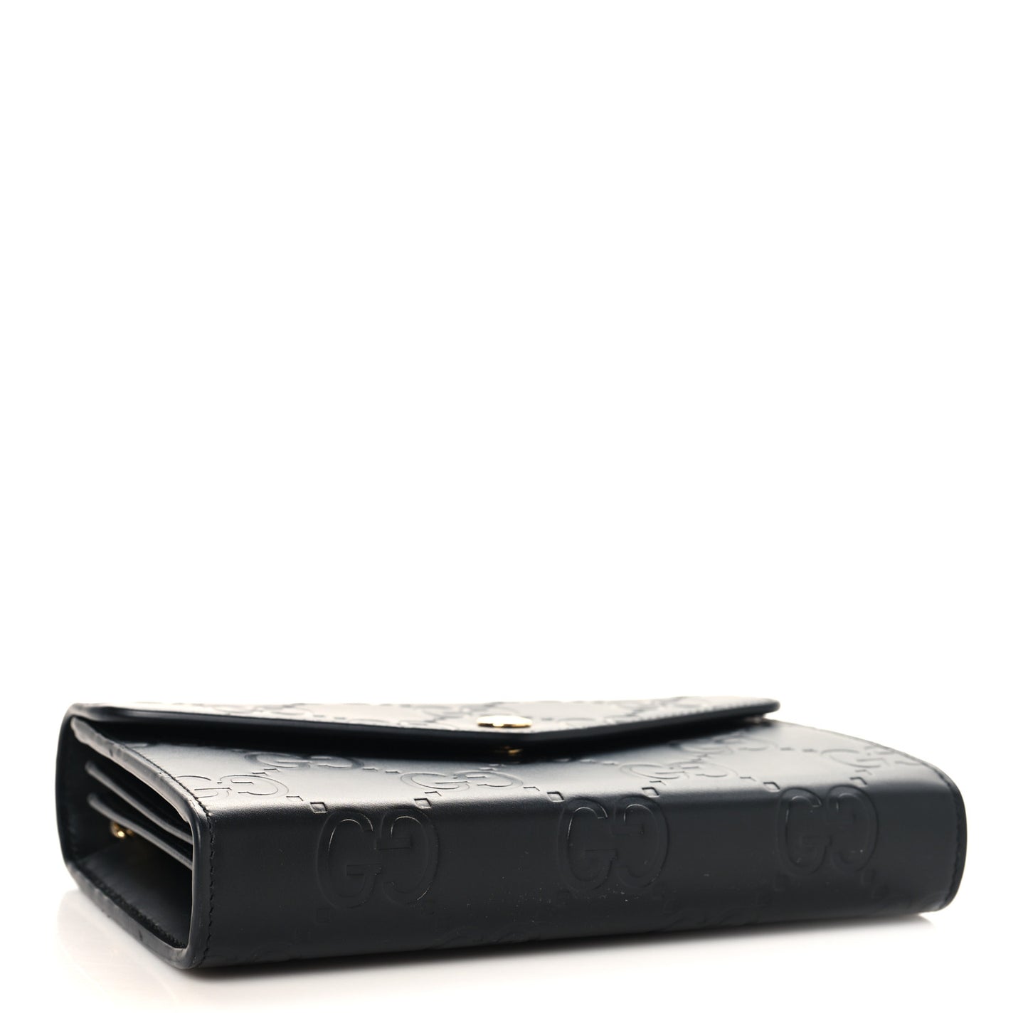 Calfskin GG Debossed Chain Wallet Black