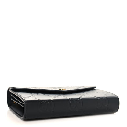 Gucci Calfskin GG Debossed Chain Wallet Black 4 of 9