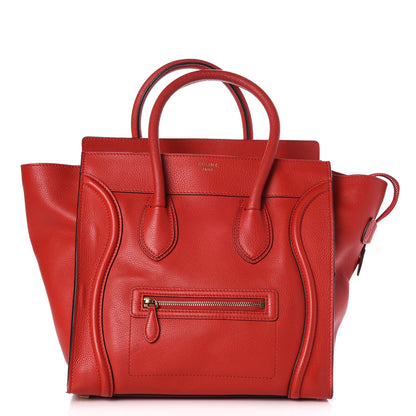 Celine Drummed Calfskin Mini Luggage Coquelicot 1 of 13