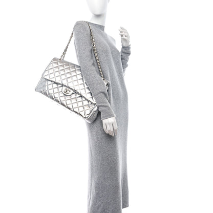 Chanel Metallic Lambskin Quilted XXL Travel Flap Bag Silver 2 of 9