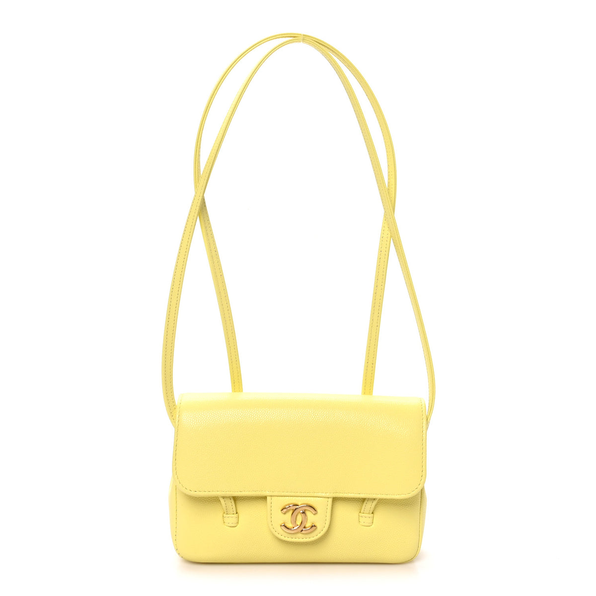 Chanel Shiny Caviar Mini Preppy Coco Shoulder Bag Light Yellow 1 of 11
