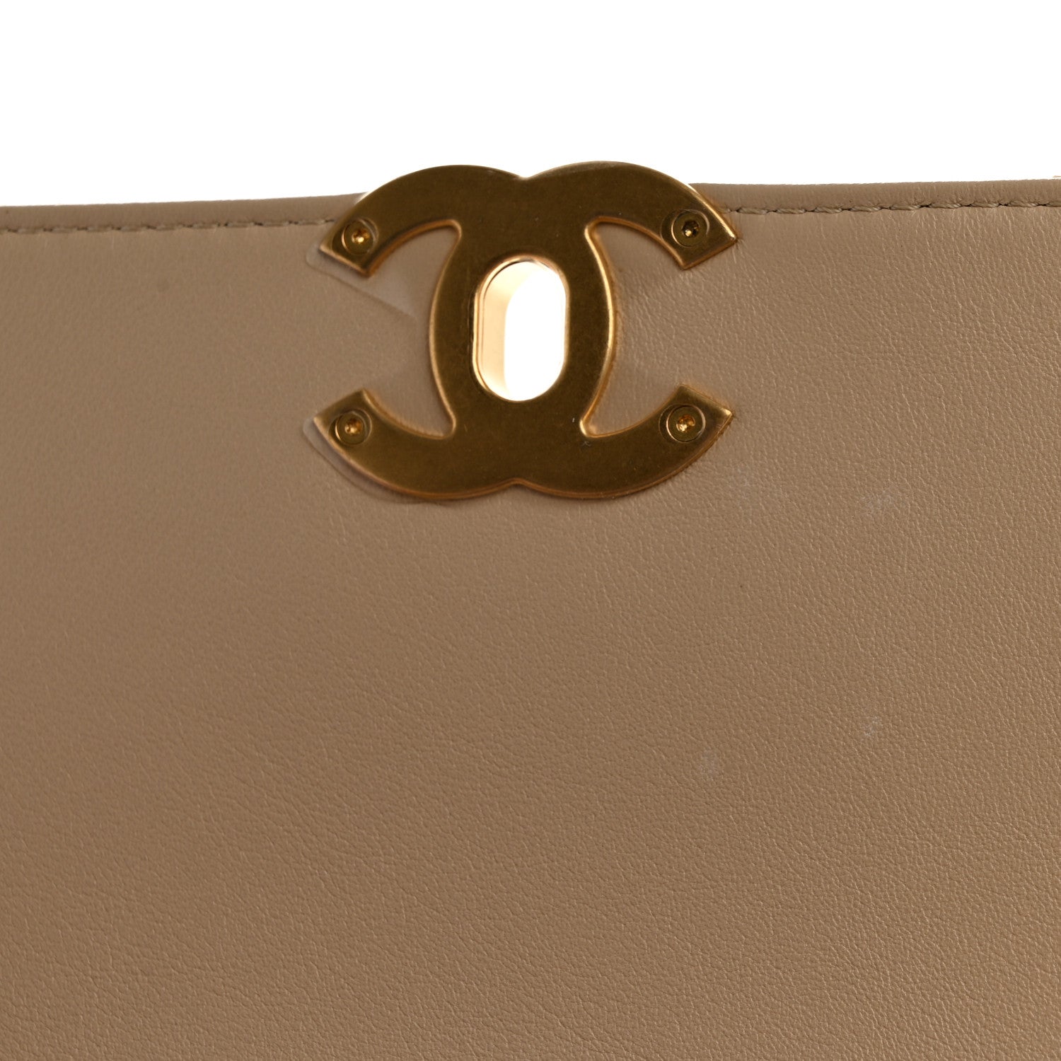 Chanel Calfskin Stitched Flap Top Handle Beige 11 of 11