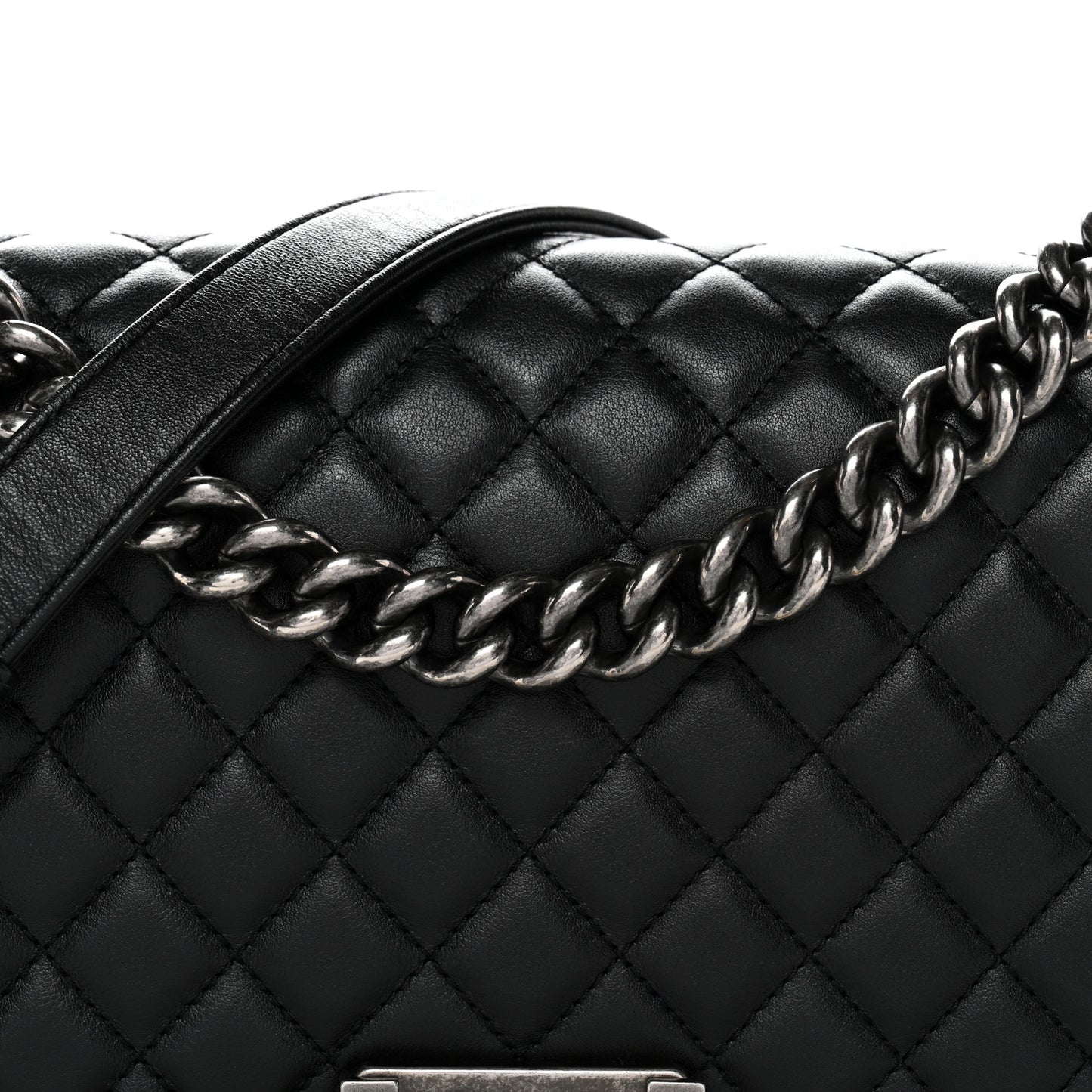 Lambskin Quilted Medium Boy Flap Black
