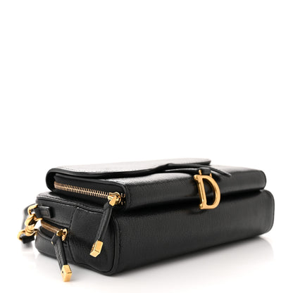 Christian Dior Goatskin Double Saddle Pouch Black 4 of 12
