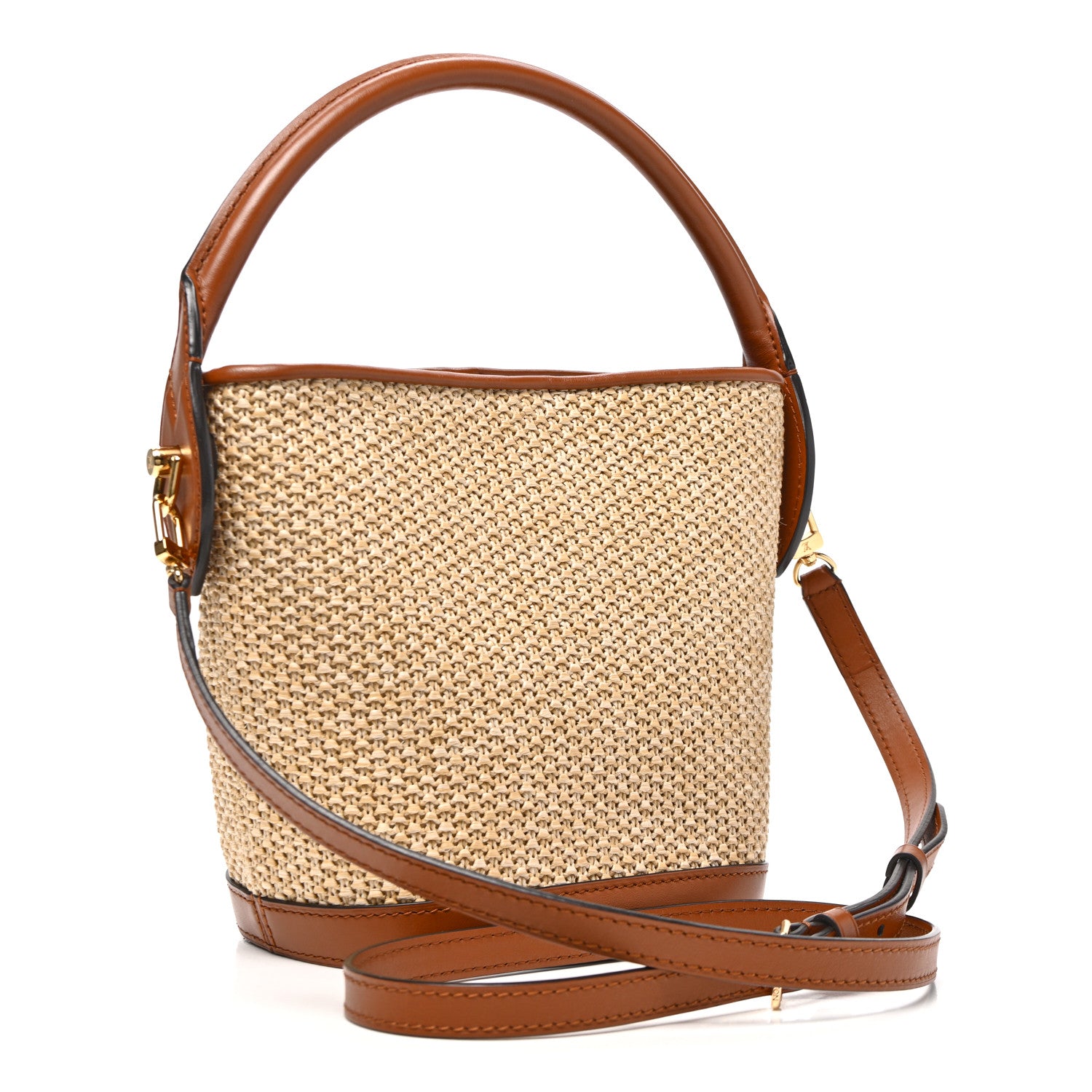 Louis Vuitton Kitted Raffia Petit Bucket Caramel 3 of 9