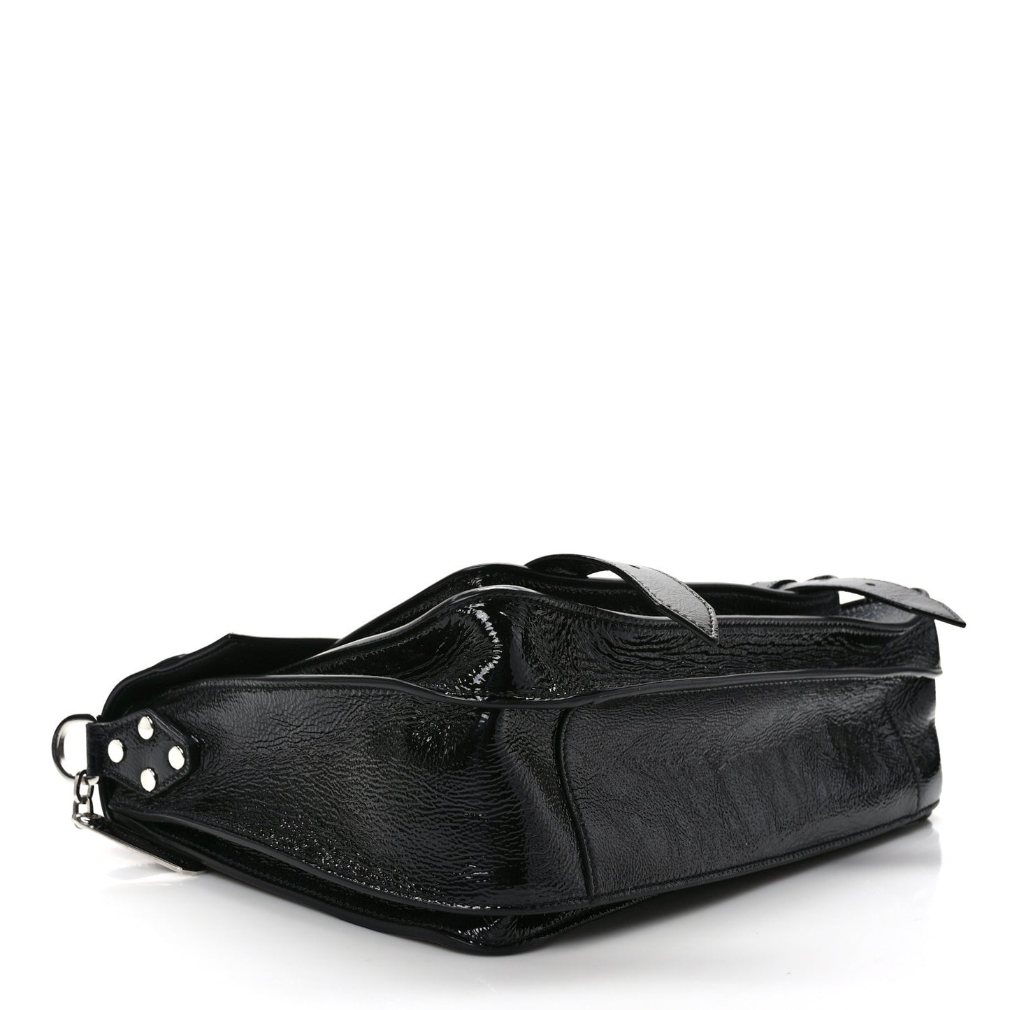 Crinkled Patent Calfskin Medium PS1 Satchel Black
