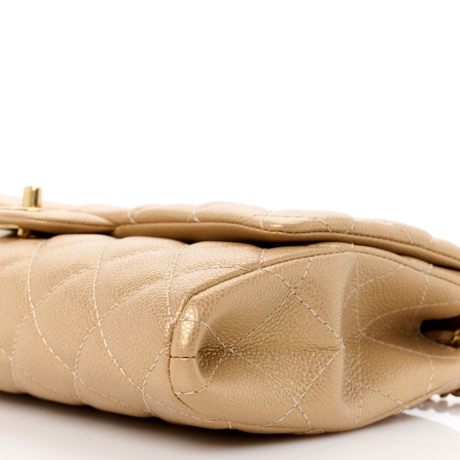 Chanel Metallic Caviar Quilted Clutch With Chain Flap Gold 11 of 12
