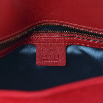 Gucci Velvet Matelasse Small GG Marmont Shoulder Bag Hibiscus Red 6 of 11