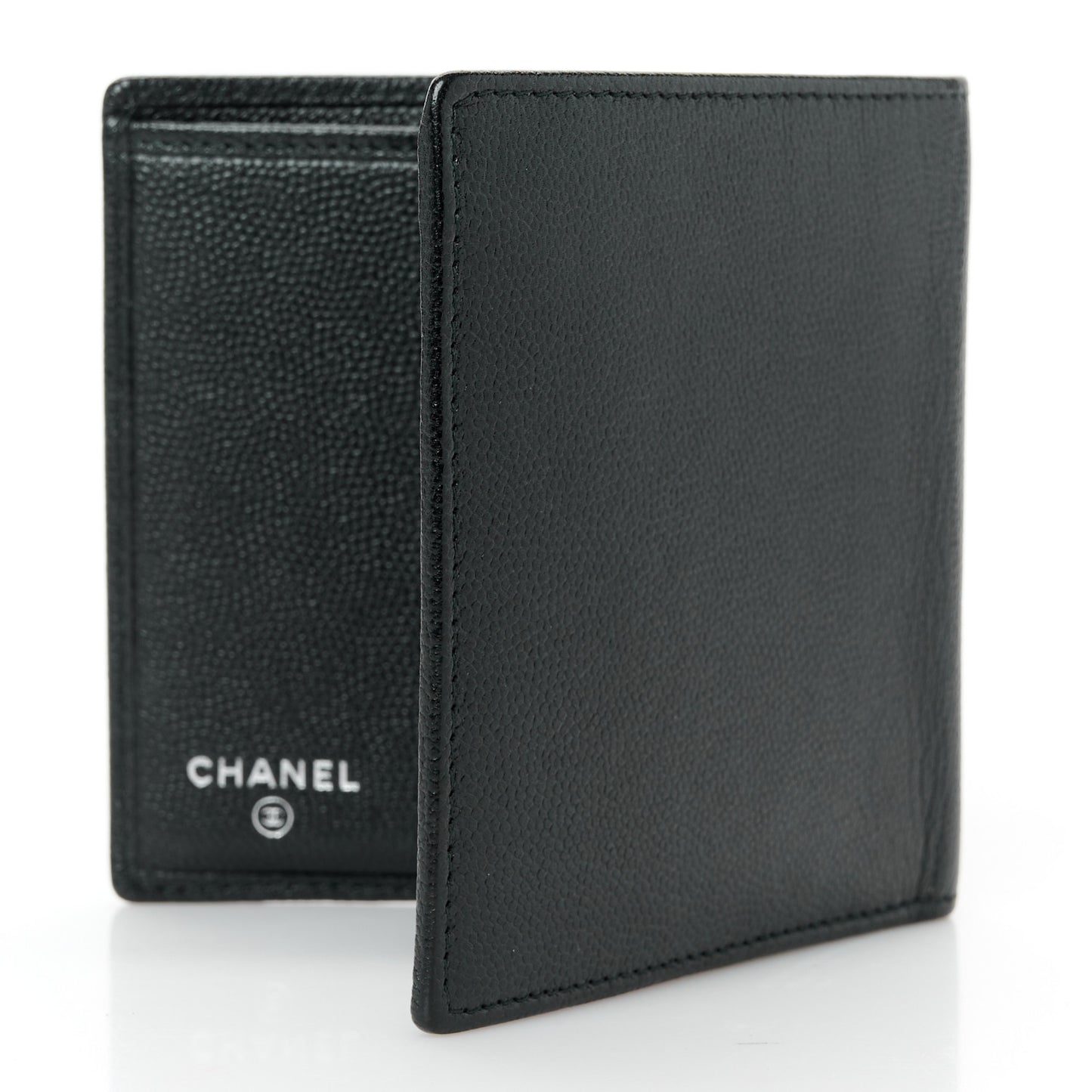 Caviar CC Button Bi-Fold Wallet Black