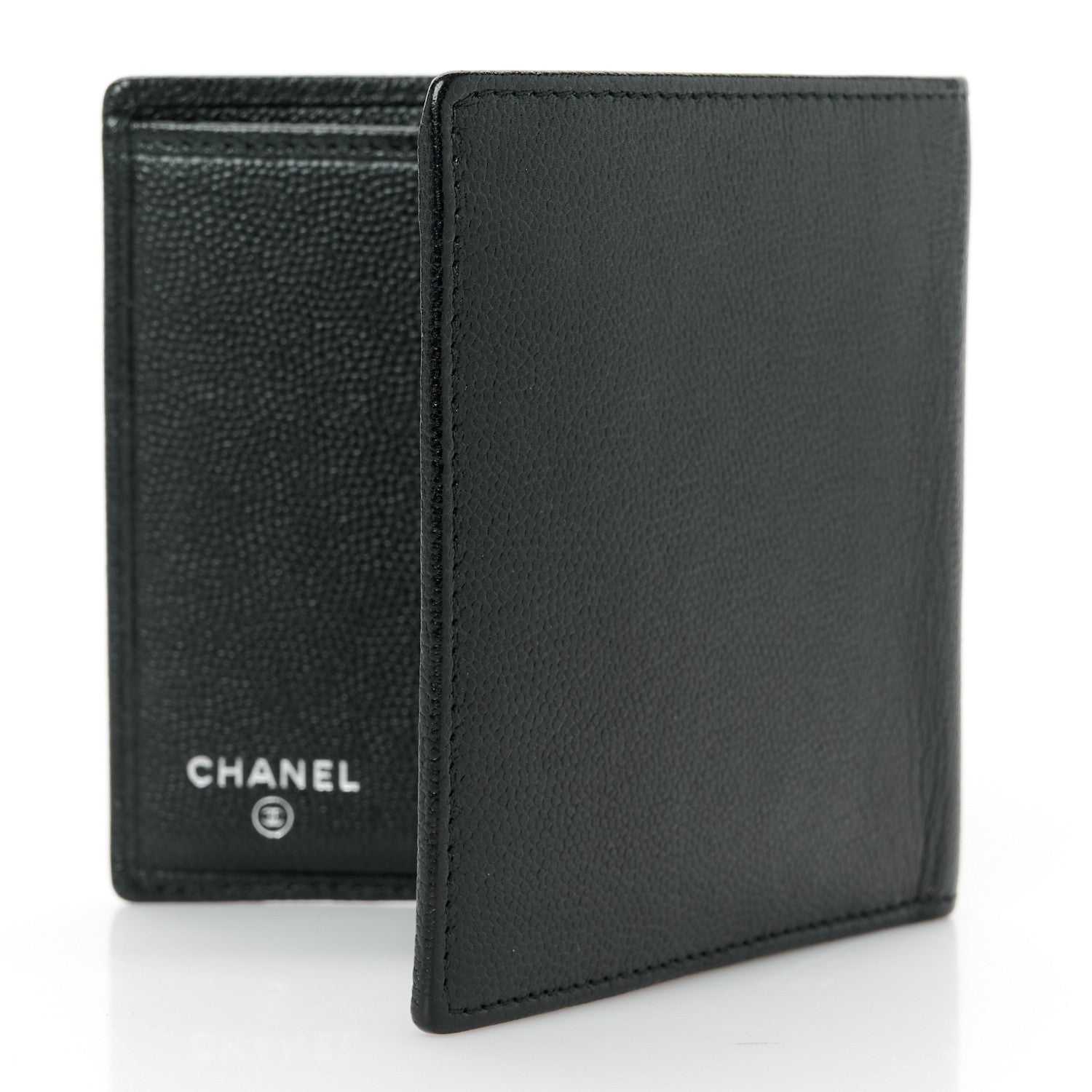 Chanel Caviar CC Button Bi-Fold Wallet Black 3 of 11