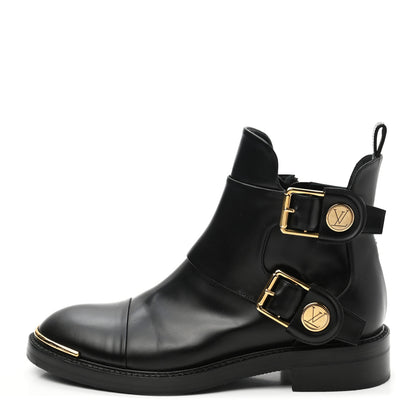 Louis Vuitton Calfskin Valley Flat Ankle Boots 37 Black 1 of 8