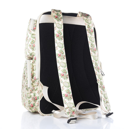 Gucci X MLB Satin Floral Print NY Yankees Patch Backpack Ivory Green 3 of 11