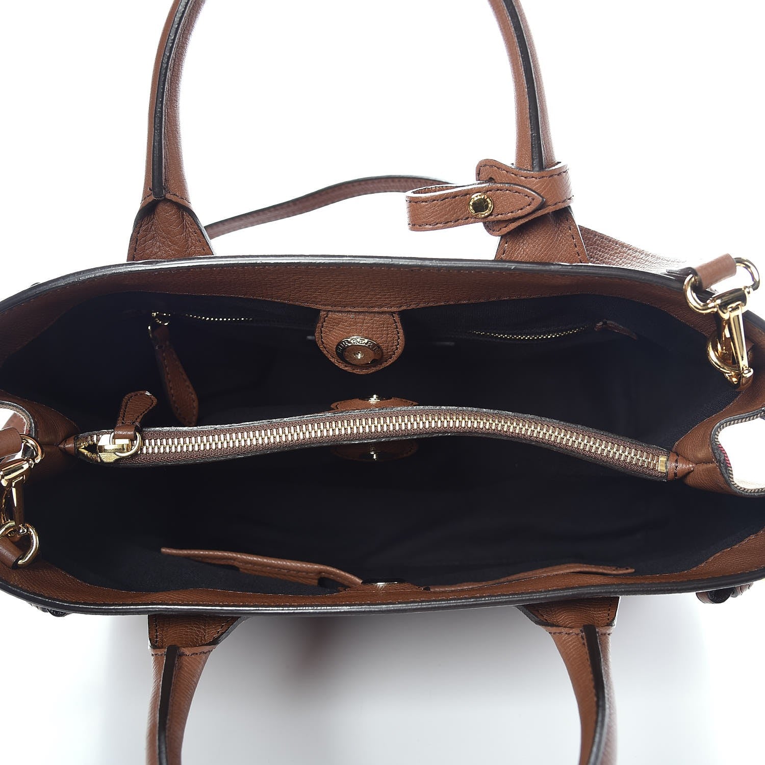 Burberry Grainy Calfskin House Check Medium Banner Tote Tan 5 of 11