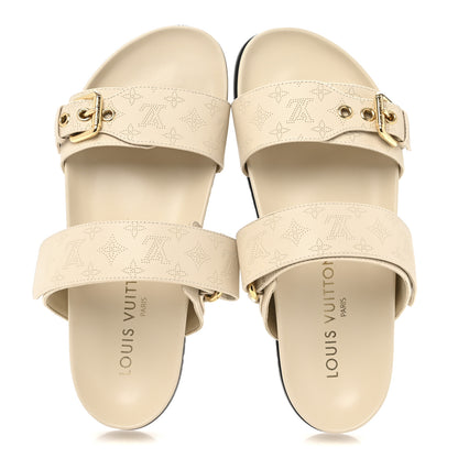 Louis Vuitton Mahina Bom Dia Flat Mule Sandals 37 Beige Clair 2 of 9