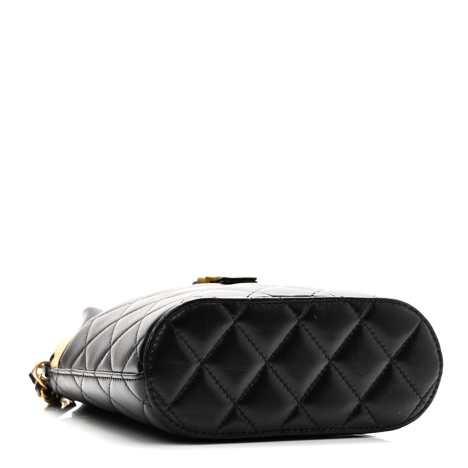 Chanel Suede Shiny Lambskin Quilted Top Handle Clutch With Chain Black Beige 4 of 10