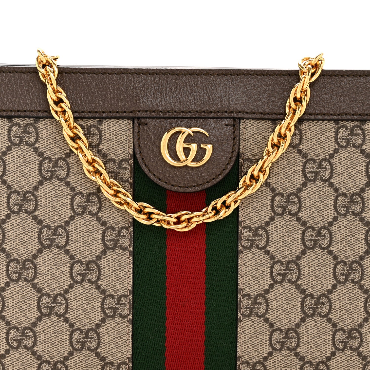Gucci GG Supreme Monogram Web Small Ophidia Chain Shoulder Bag Brown 8 of 13