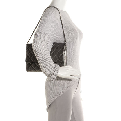Chanel Metallic Lambskin Quilted Clutch With Chain Flap Dark Grey 2 of 8