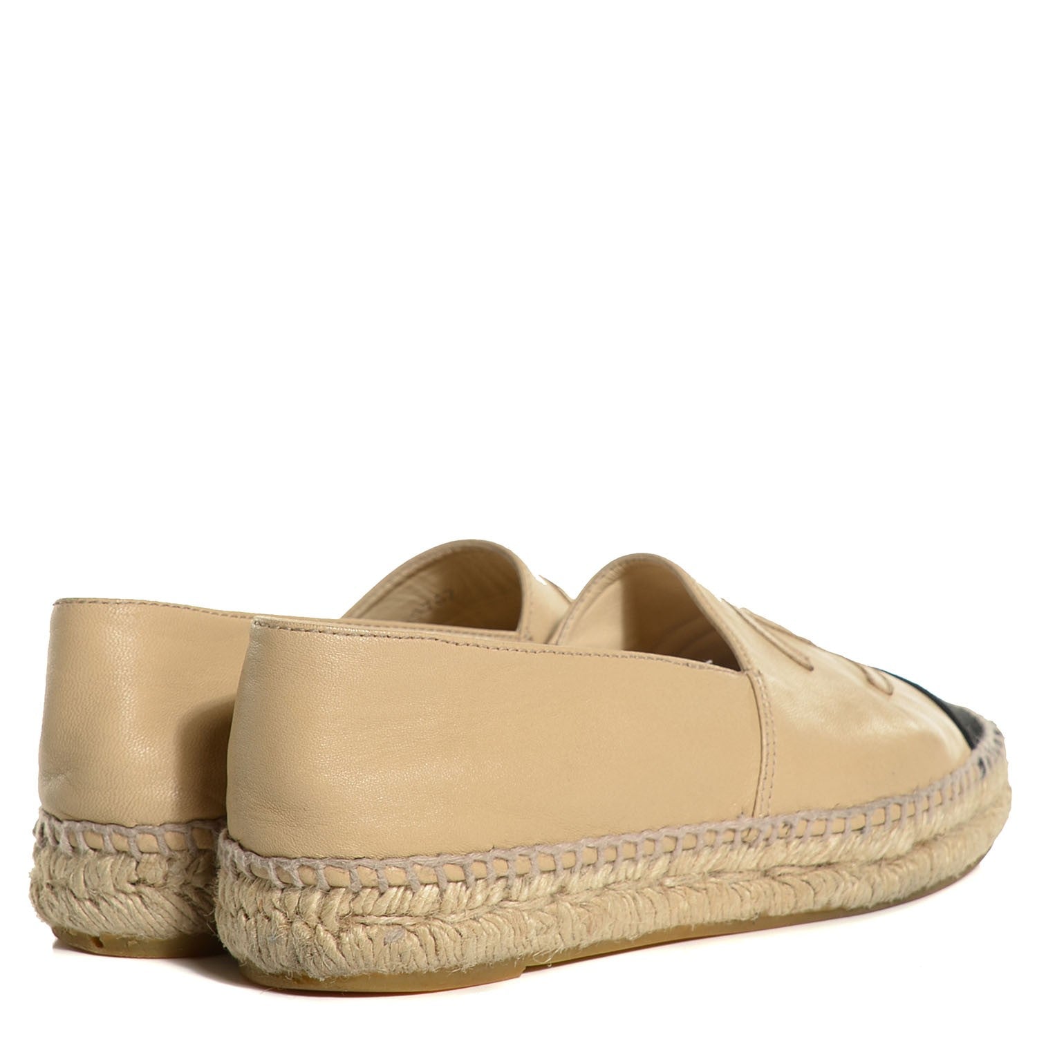 Chanel Lambskin CC Espadrilles 37 Beige Black 4 of 7