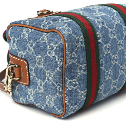 Gucci GG Denim Calfskin Web Mini GG Top Handle Bag Light Blue White 10 of 11
