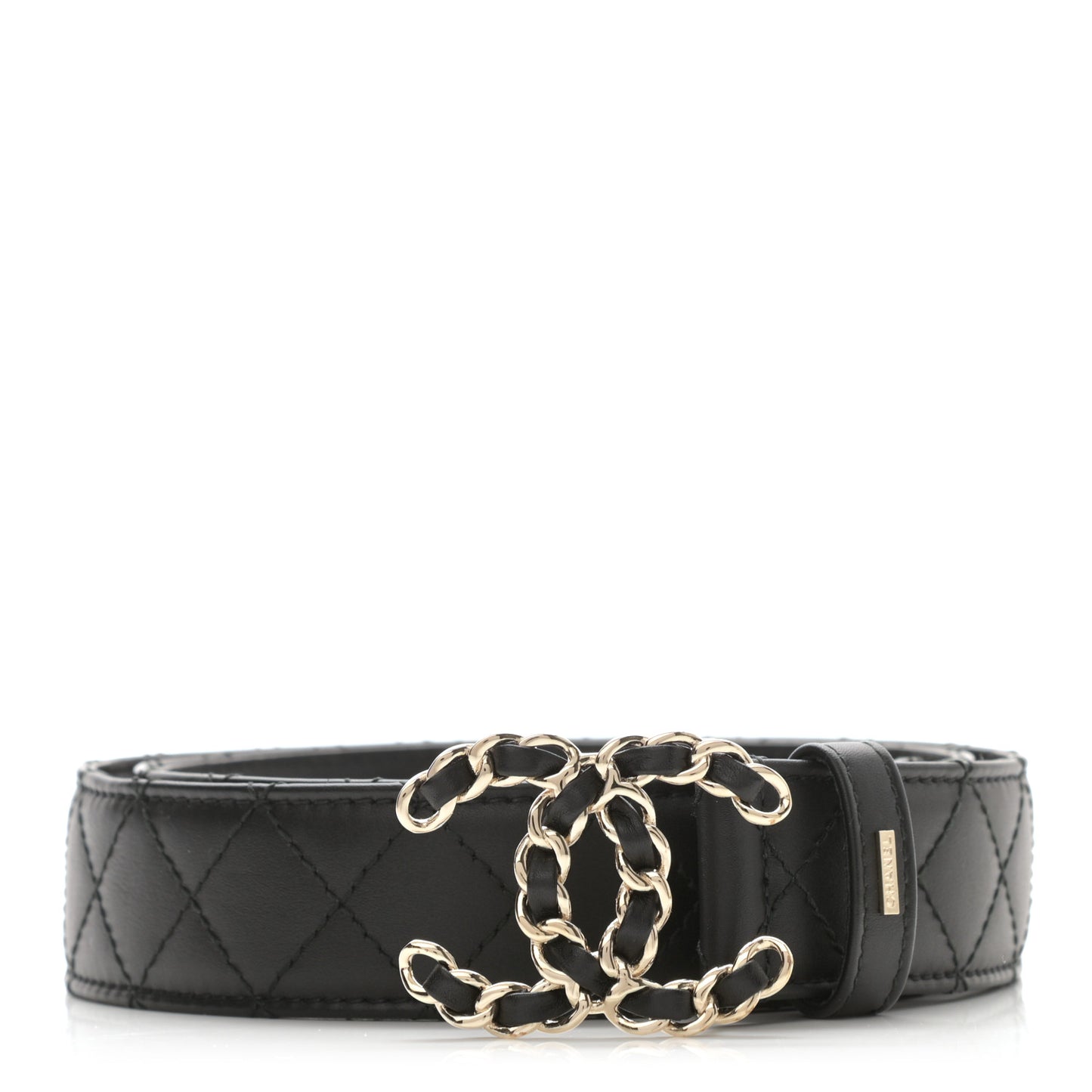 Lambskin Quilted CC Chain Belt 80 32 Black