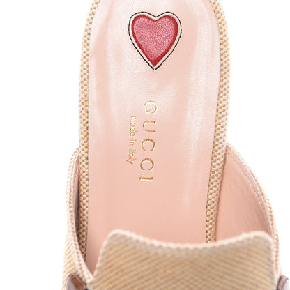 Gucci Canvas Vintage Charlotte Web Princetown Slippers 37.5 Sand Cuir 6 of 9