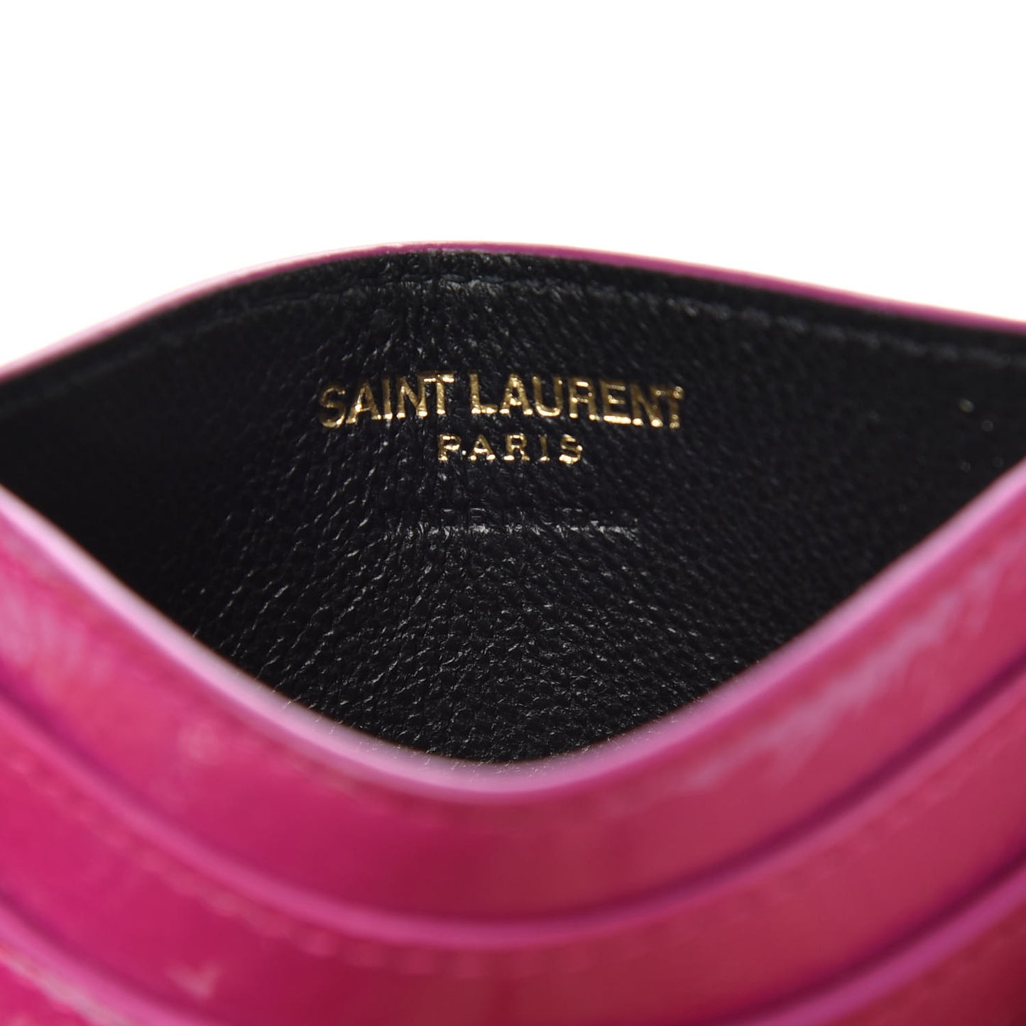 Textured Patent Card Case Electric Pink