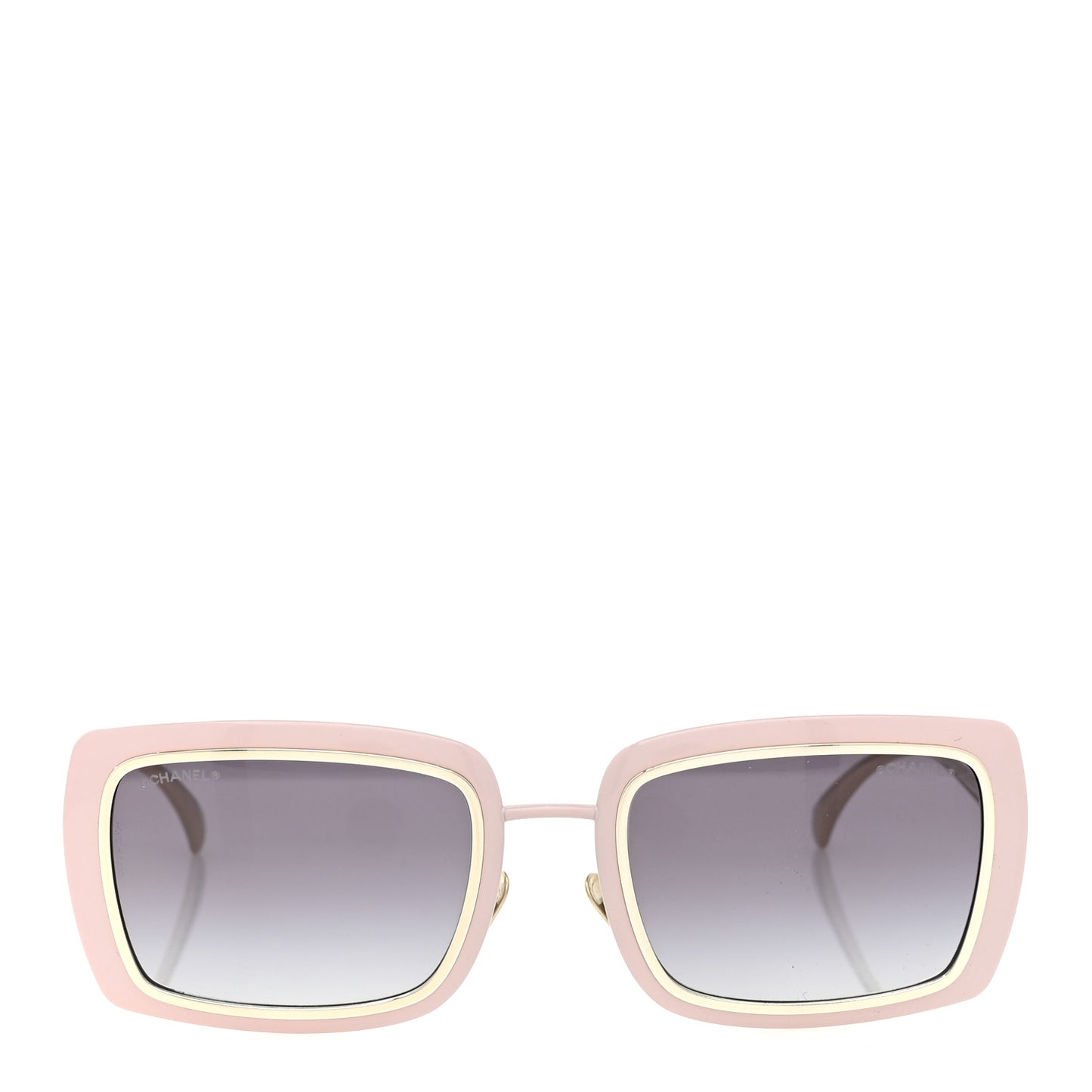 Metal Crystal CC Logo Rectangle Sunglasses A71707 Pale Pink