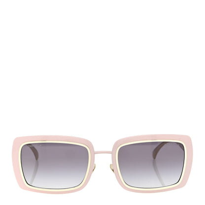 Chanel Metal Crystal CC Logo Rectangle Sunglasses A71707 Pale Pink 2 of 8