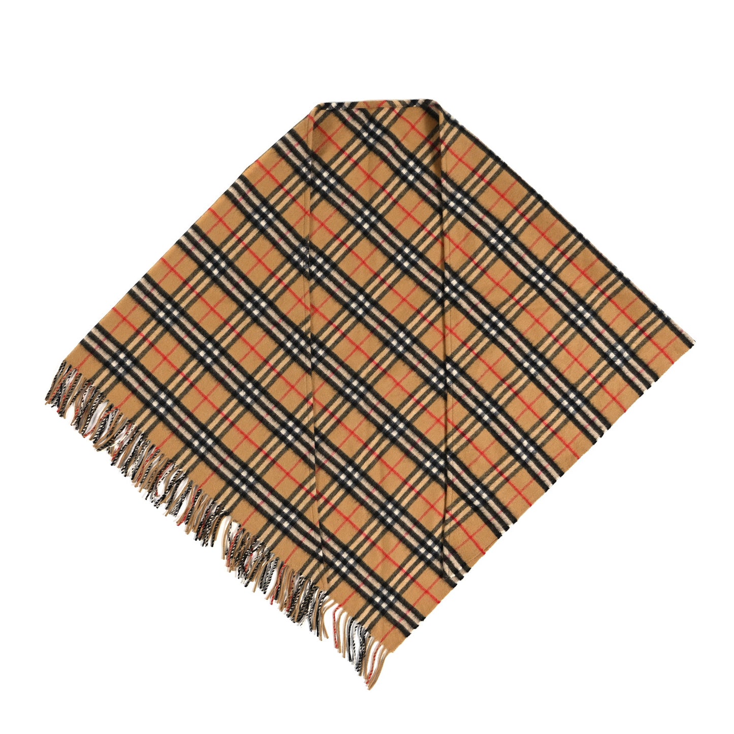 Cashmere Vintage Check Cape Scarf Antique Yellow