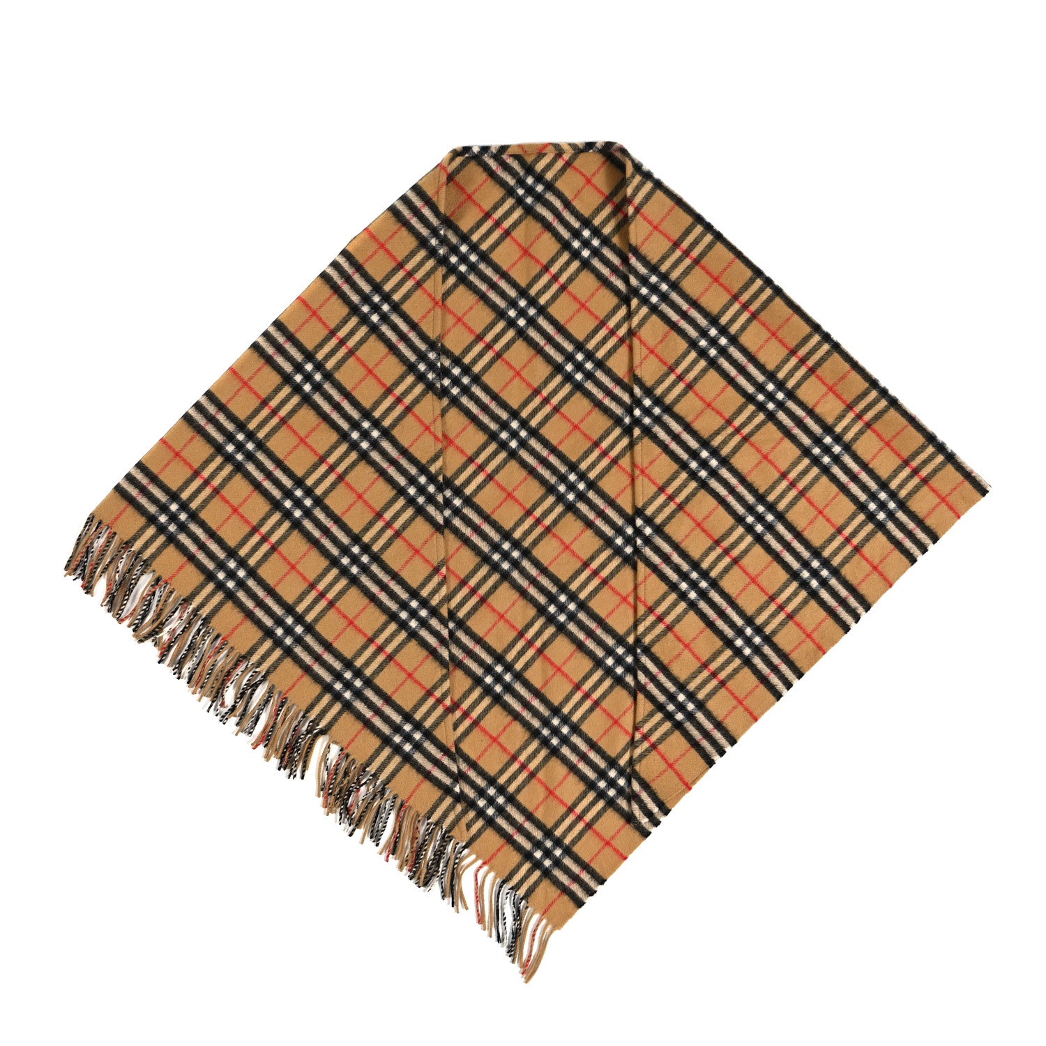Burberry Cashmere Vintage Check Cape Scarf Antique Yellow 2 of 3