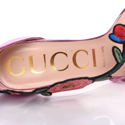 Gucci Metallic Nappa Ophelia High Heel Sandals 37 Rosa 8 of 10