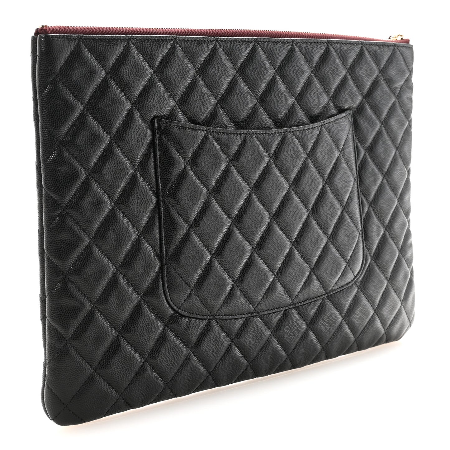 Caviar Quilted Large Cosmetic Case Black