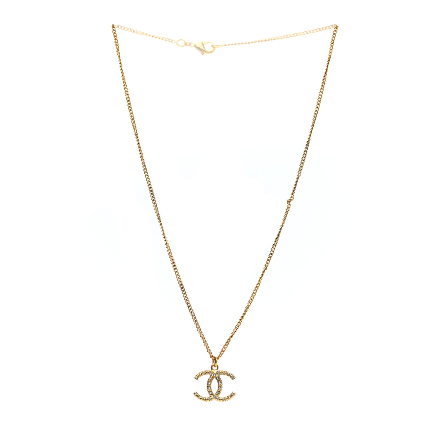 Crystal CC Pendant Necklace Gold