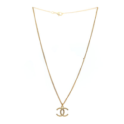Chanel Crystal CC Pendant Necklace Gold 3 of 6
