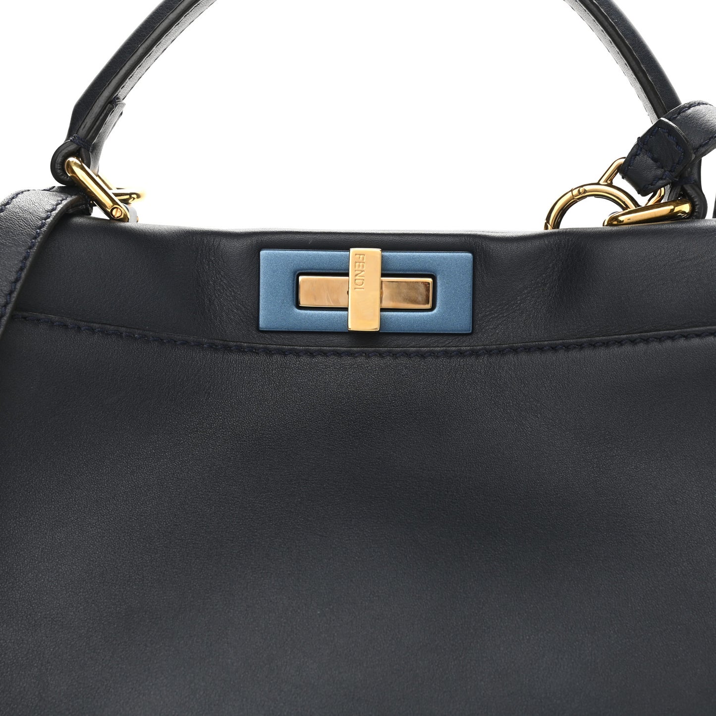 Vitello Seta Shiny Nappa Medium Peekaboo Iconic Satchel Blue Notte Turchese