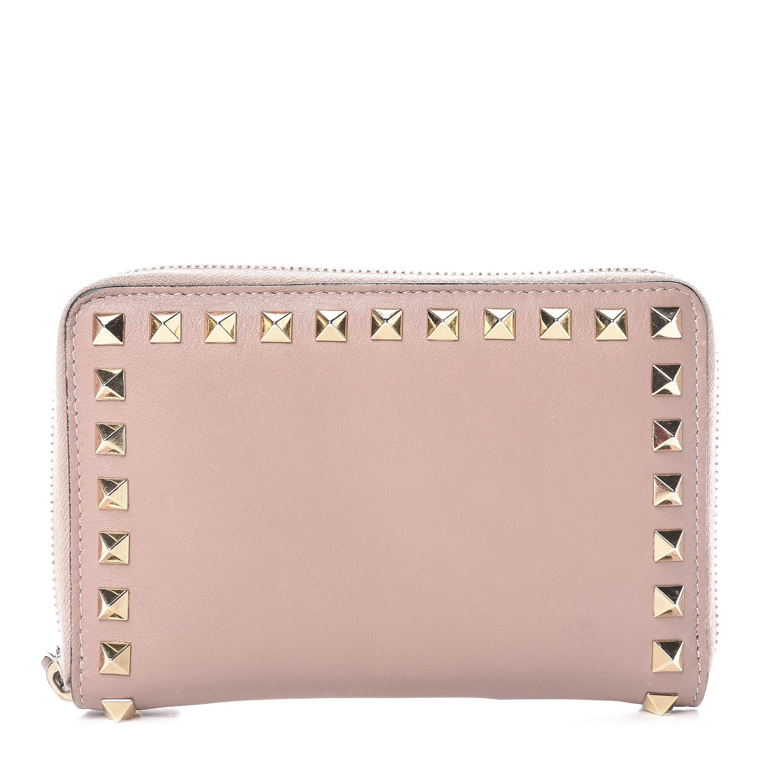 Valentino Garavani Calfskin Medium Rockstud Organizer Zip Around Wallet Poudre 1 of 9