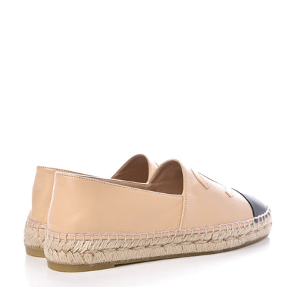 Chanel Lambskin CC Espadrilles 38 Beige Black 4 of 15
