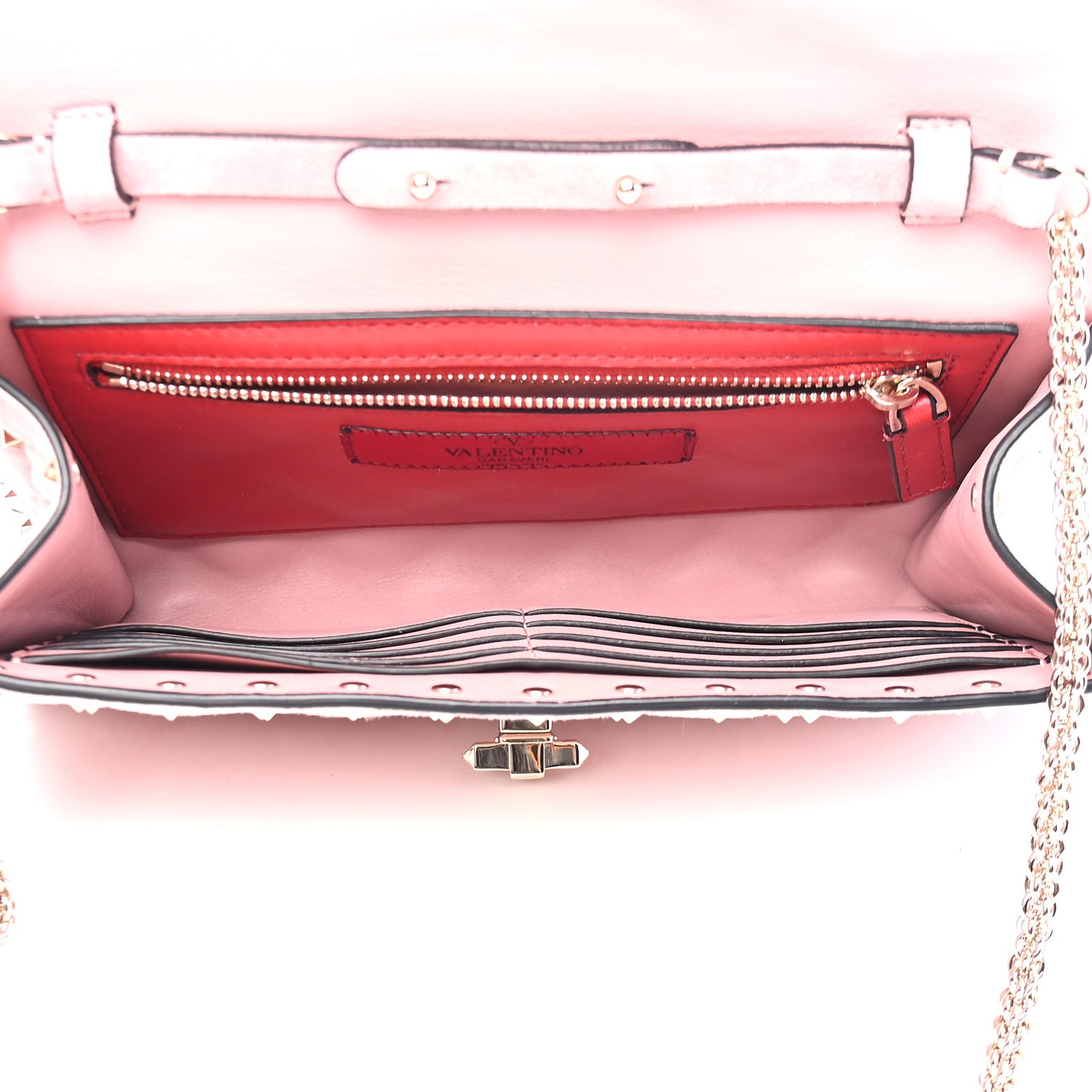 Suede Rockstud Spike Wallet on Chain Loto