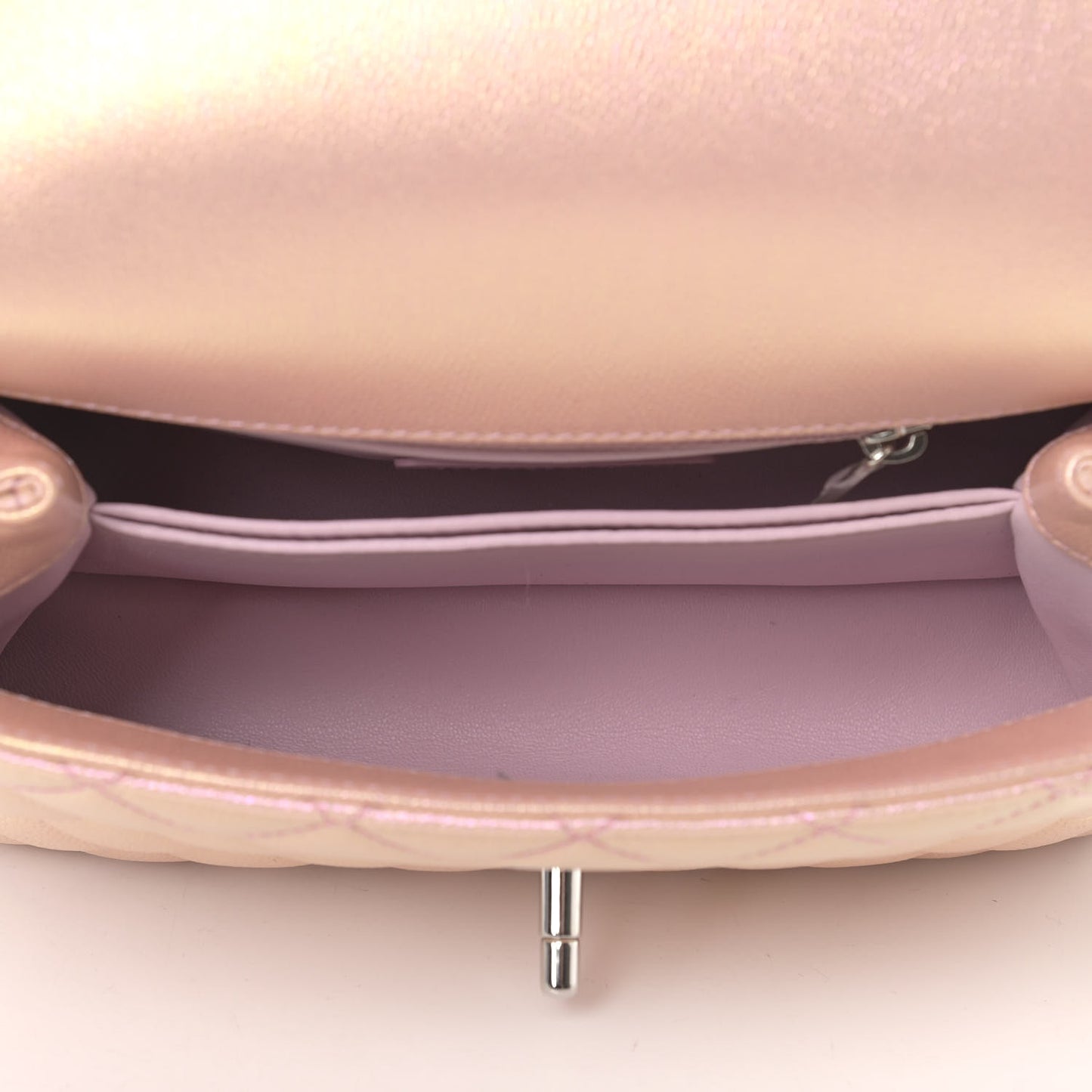 Iridescent Caviar Quilted Mini Coco Handle Flap Pink