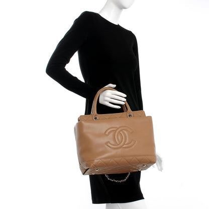 Chanel Caviar Medium Soft CC Top Handle Tote Dark Beige 3 of 8