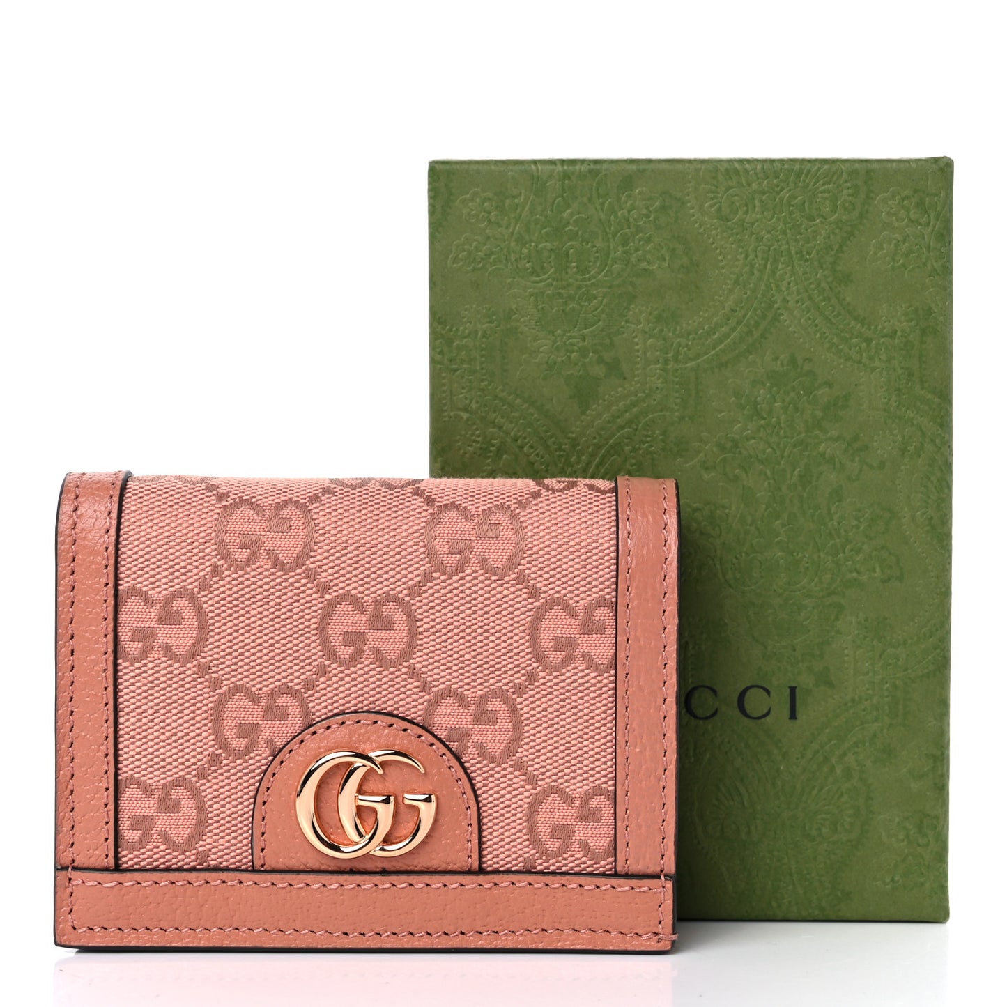 Monogram Textured Dollar Calfskin Card Case Cloche Rose Pink