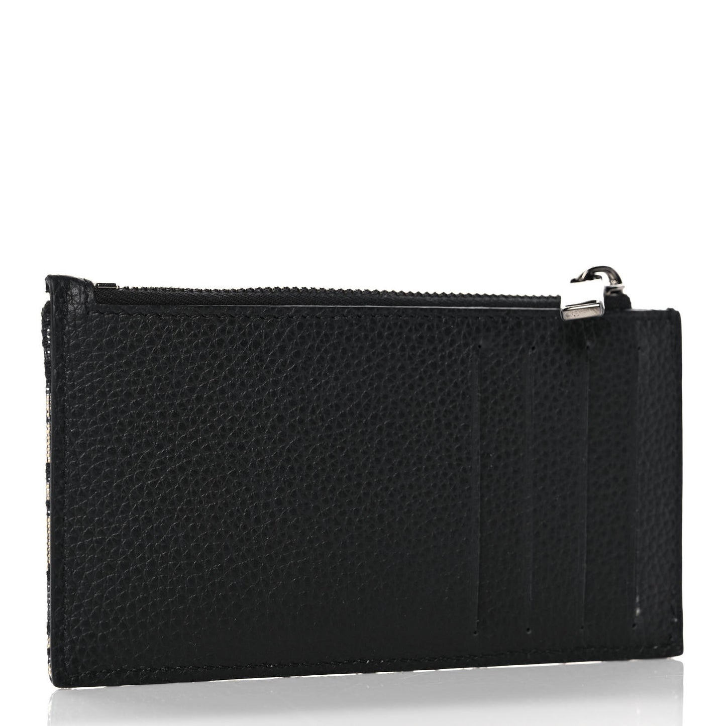X KENNY SCHARF Oblique Canvas Embroidered Zip Card Holder Charcoal