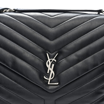 Saint Laurent Calfskin Y Quilted Monogram Large Loulou Chain Satchel Black Black 7 of 9