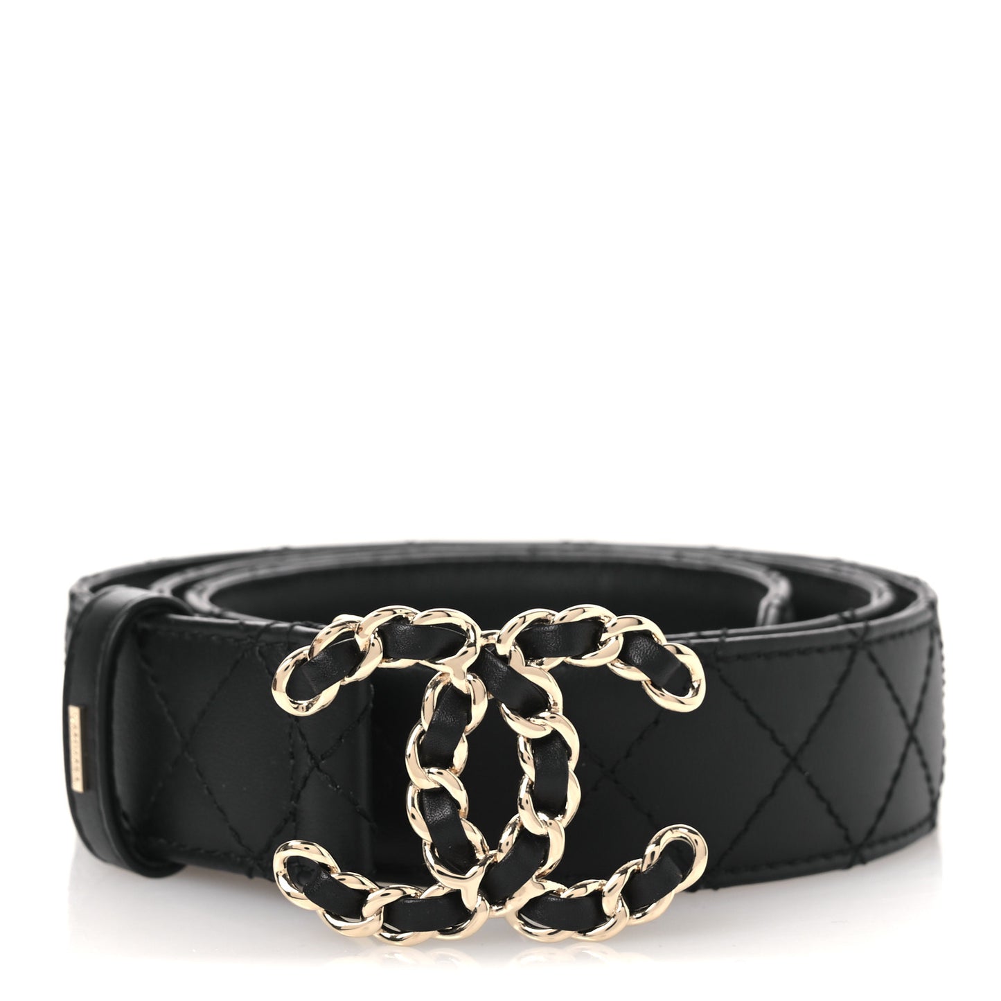 Lambskin Quilted CC Chain Belt 85 34 Black