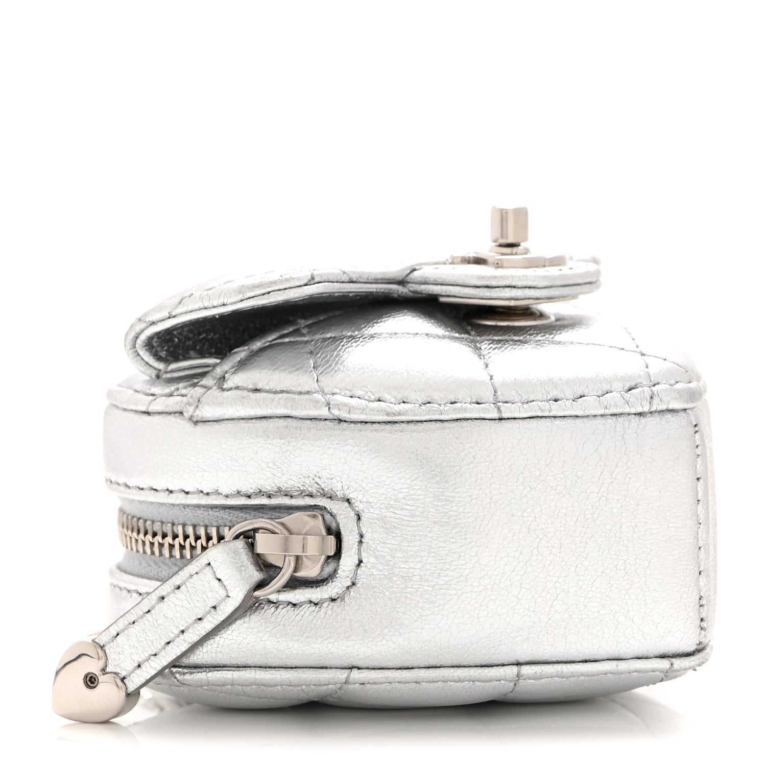 Chanel Metallic Lambskin Quilted CC Mini In Love Heart Bag Charm
