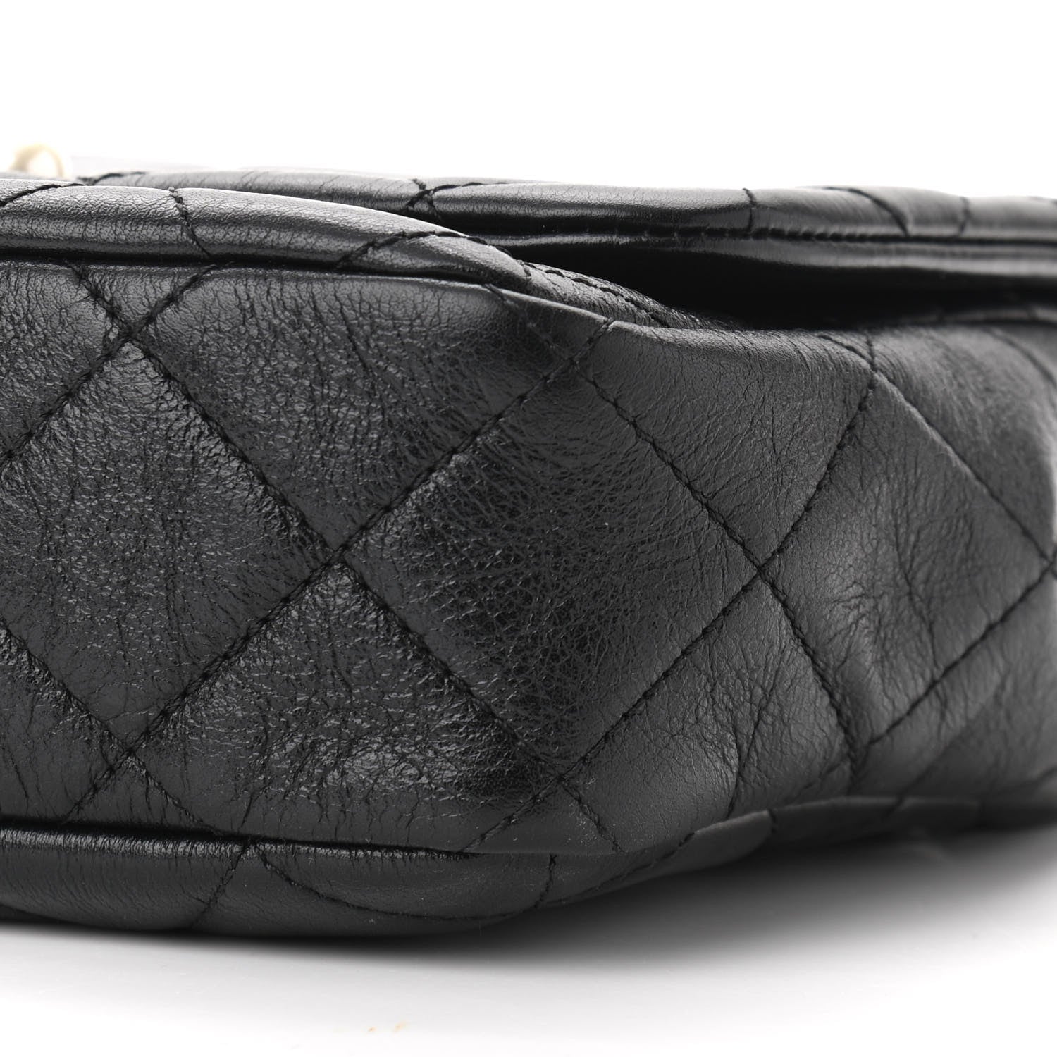 Chanel Glazed Calfskin Quilted Pearl Side Flap Black 10 of 10