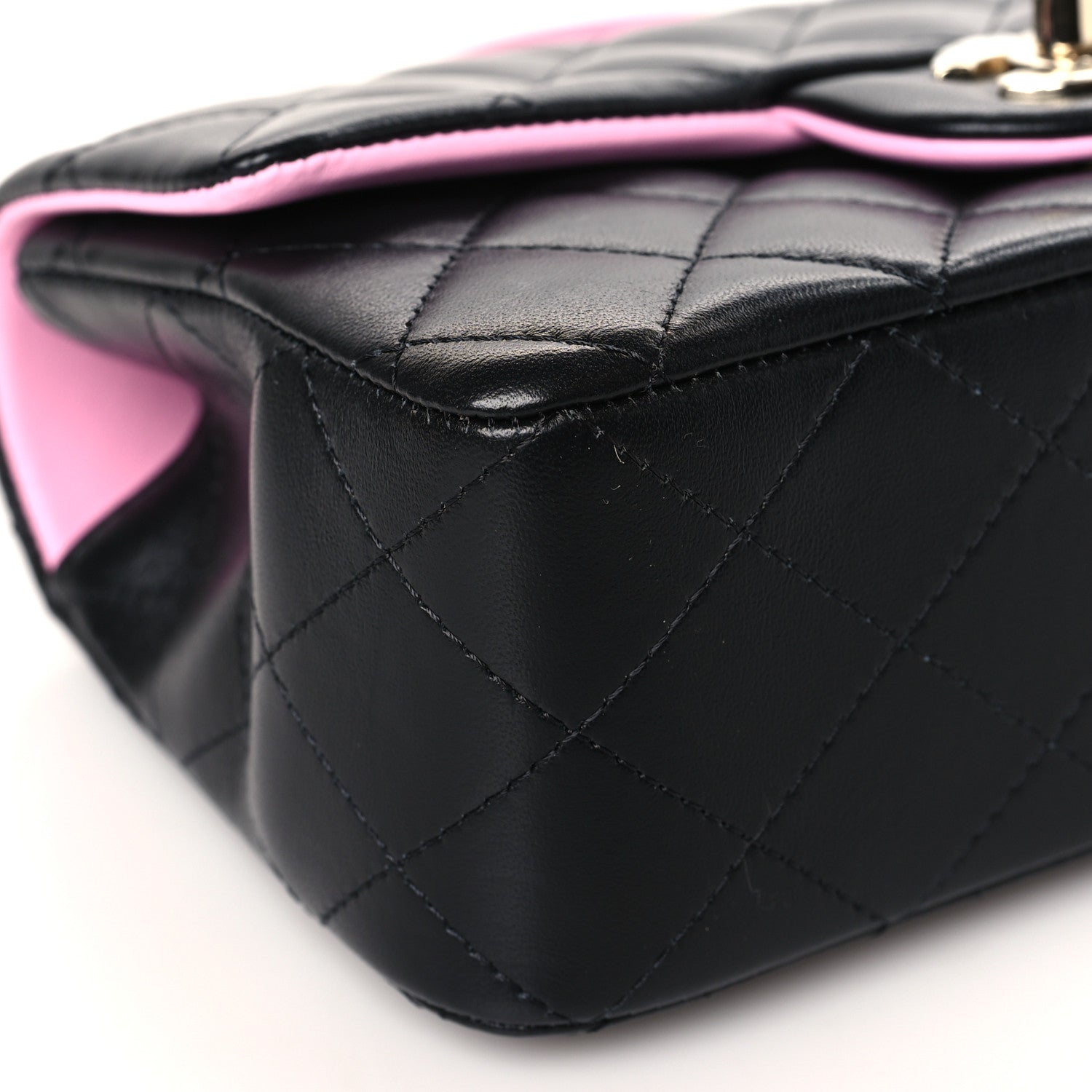 Chanel Lambskin Quilted Bi-Color Mini Top Handle Rectangular Flap Black Lilac 8 of 10