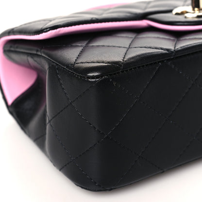 Chanel Lambskin Quilted Bi-Color Mini Top Handle Rectangular Flap Black Lilac 8 of 10