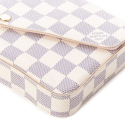 Louis Vuitton Damier Azur Pochette Felicie Chain Wallet Rose Ballerine 6 of 9